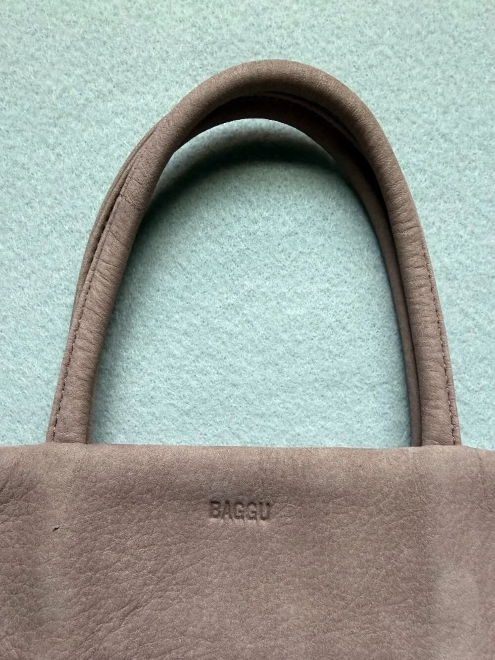 BAGGU Natural Milled Leather Tote Bag NWT Taupe Blush USA Made